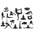 silhouettes girl in yoga poses vector image vector image