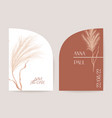 floral wedding invitation pampas grass boho card vector image
