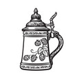 german stein beer mug black and white hand drawn vector image