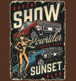 lowrider cars colorful vintage poster vector image vector image