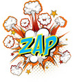 word zap on comic cloud explosion background vector image