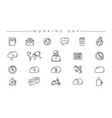 working day concept line style icons set vector image