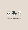 kawaii halloween card with skulls vector image