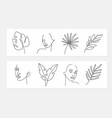 line style portrait leaf with female vector image