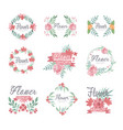 set of flower shop logo design colorful vector image