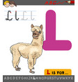 letter l with cartoon llama vector image vector image