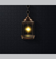 ornamental arabic lantern glowing at night vector image vector image