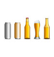 realistic set of beer mock up glass bottle vector image