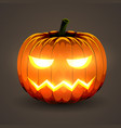 halloween pumpkin with glowing eyes on dark vector image vector image