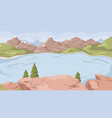 landscape with lake river rocky mountains scenery vector image vector image