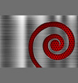 brushed metal texture with red spiral perforation vector image vector image