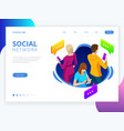 isometric business people group using smart phone vector image