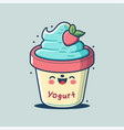 fruit yogurt on cup logo cute mascot ice cream vector image vector image