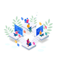 Isometric developing programming and coding Vector Image