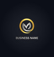 round gold leaf organic logo vector image vector image