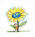 cute boy and flower vector image
