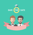 vintage gay wedding romantic card with ribbon vector image vector image