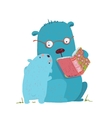 bear parent reading book to kid vector image vector image