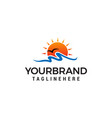 sun beach logo design concept template vector image