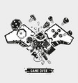 broken joystick gamepad parts video game poster vector image vector image