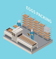 eggs packing isometric background vector image vector image