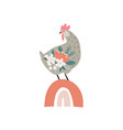 easter greeting card invitation with rainbow vector image vector image