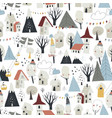 seamless pattern with cute little houses snowing vector image vector image
