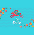 spanish happy easter greeting card bunny paper vector image vector image
