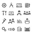 engineering architecting black icons set isolated vector image vector image