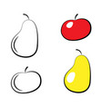 set of colorful pear and apple icons on a white vector image