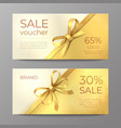 luxury voucher card golden ribbon certificate vector image