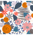 seamless pattern with abstract flowers creative vector image vector image