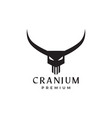 minimalist skull with long horn logo design vector image vector image