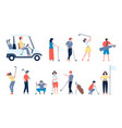 golf players flat characters golfer men and women vector image