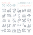 set line icons agriculture technology vector image vector image