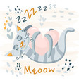 sleeping grey cute cat baby animal nursery vector image vector image