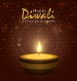 happy diwali festival card gold indian diya candle vector image vector image