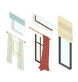 windows with curtains - modern isometric vector image