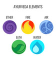 ayurveda elements and doshas icons isolated vector image vector image
