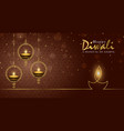 happy diwali festival banner gold indian candle vector image