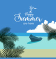 happy summer beach flat background vector image vector image