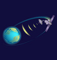 satellite orbiting earth relaying communication vector image