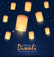 happy diwali card indian festival gold lantern vector image vector image