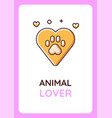 animal lover greeting card with color icon element vector image