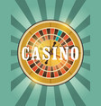 casino vintage style poster with roulette vector image