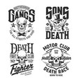 skull motorcycle biker custom races shirt prints vector image