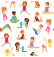 yoga kids seamless pattern girls and boys do vector image vector image