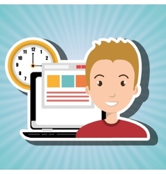 Man and computer isolated icon design Royalty Free Vector