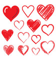 set of hand drawn hearts design element vector image vector image