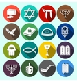 judaism icons set flat vector image vector image